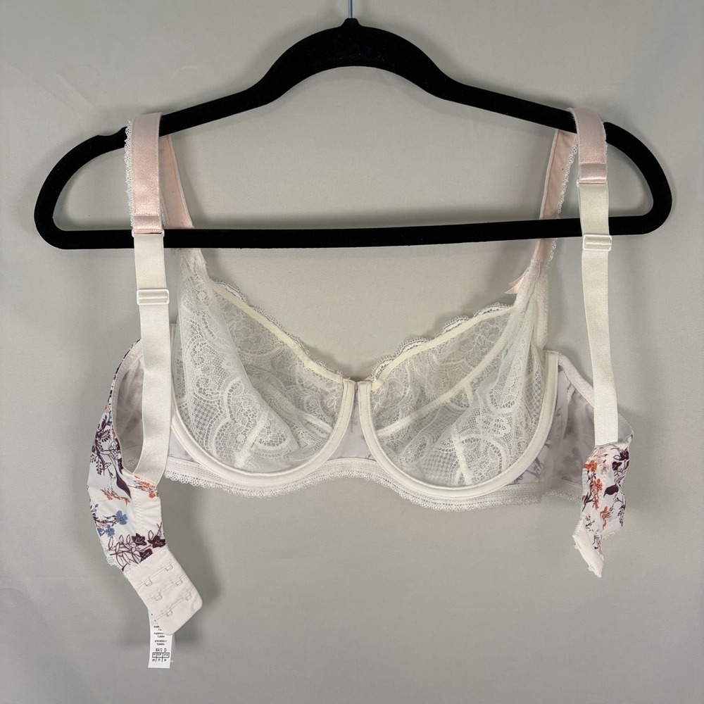 Aubade Paris 34D Comfort Full Cup Underwire Bra Sheer Lace Lingerie Floral NWOT - Picture 11 of 11